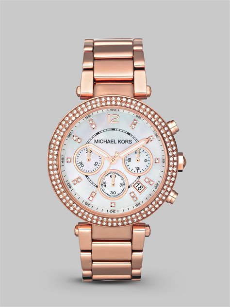 michael kors watch pearl face rose gold|michael kors ritz chronograph.